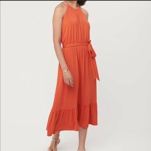 Loft Orange Halter Midi Dress Sz Large